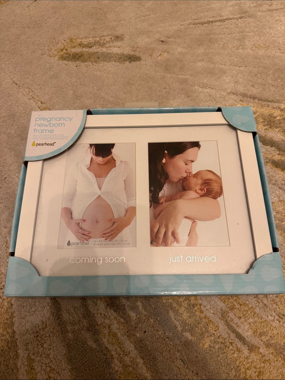 Pearhead White Double Pregnancy & Newborn Photo Frame